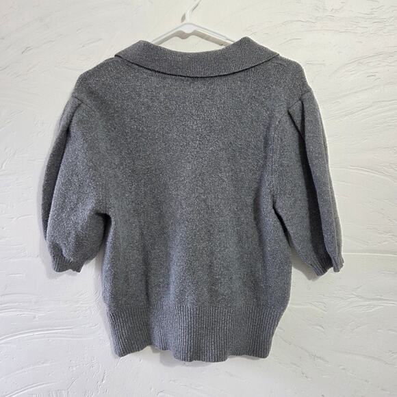 A New Day Grey Short Sleeve Button Collared Sweater Top Woman's Size Small - Picture 4 of 7